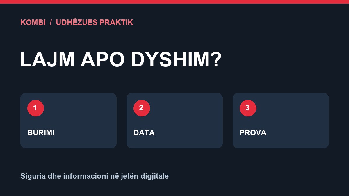 Lajm apo dyshim? Kontrolloni burimin, datën dhe provat.